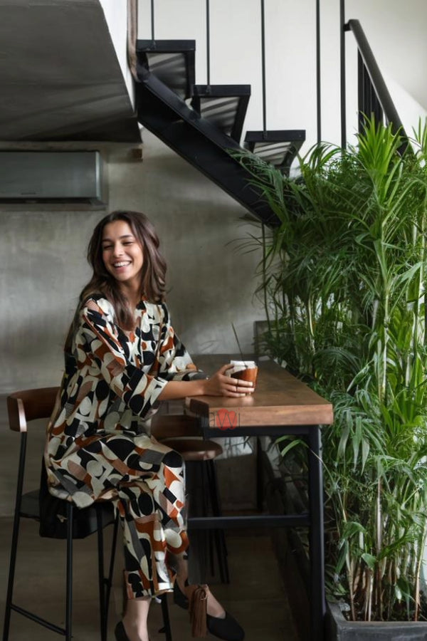 Brown Abstract Pattern Co-Ord Set