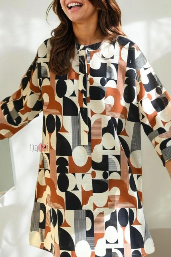 Brown Abstract Pattern Co-Ord Set