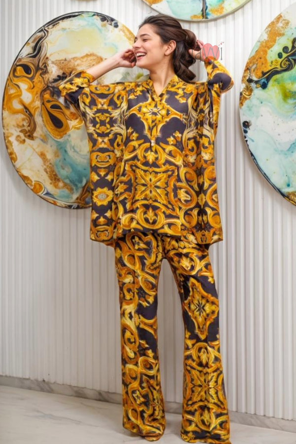 Yellow Baroque Print Co-Ord Set