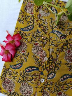 Alternative view of "Aayra" Collared Yellow Cotton Kurta