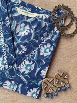 Alternative view of "Baadal" Indigo Hand Block Printed Cotton kurta