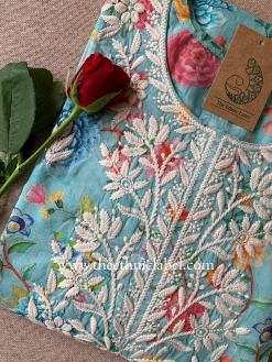 Alternative view of "Anahita" Chikankari Floral Cotton kurta